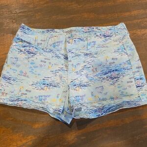 Old Navy Light Blue Beach-Scene High-Waist Women's Shorts